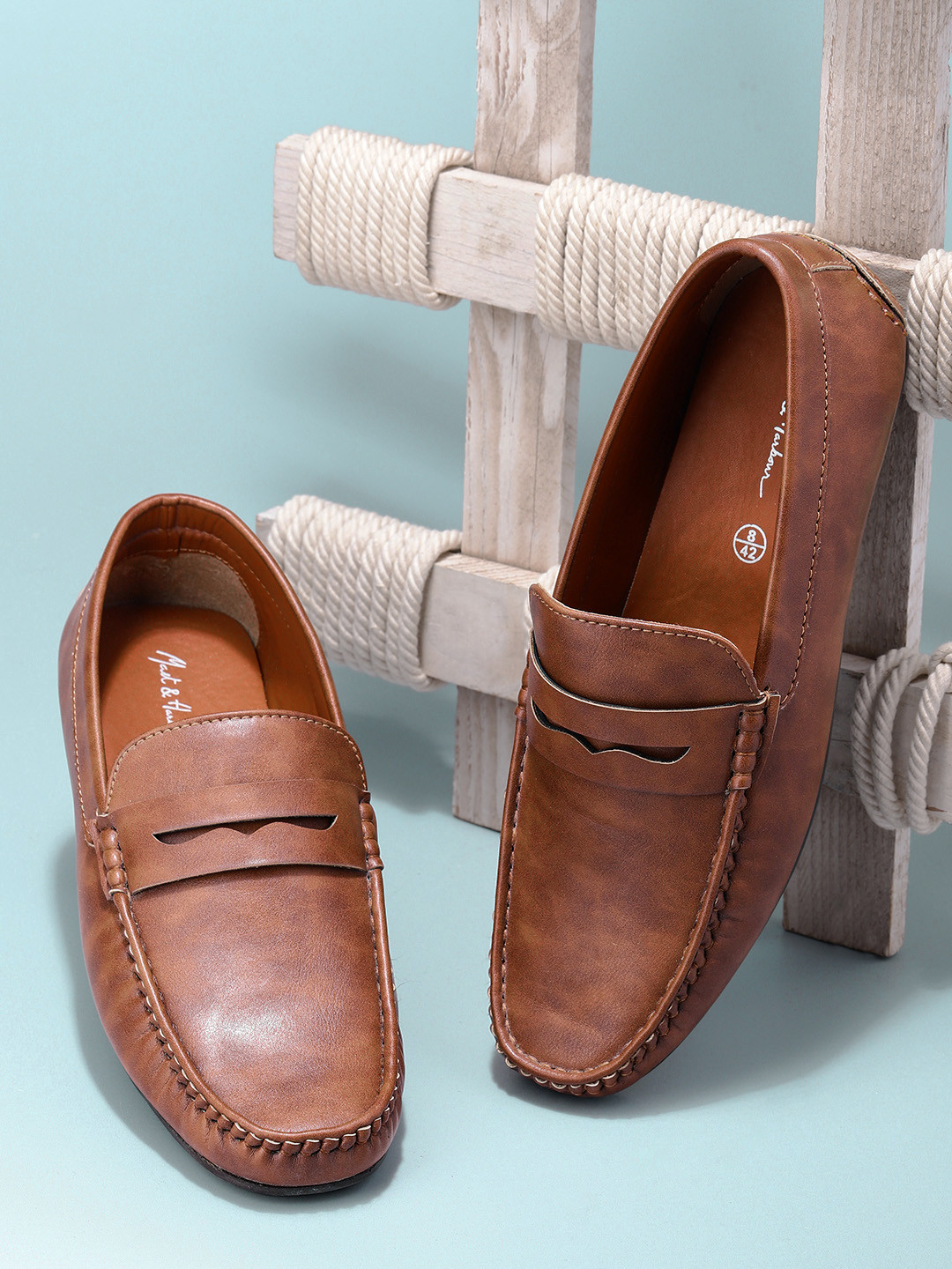 

Mast & Harbour Men Tan Brown Penny Loafers