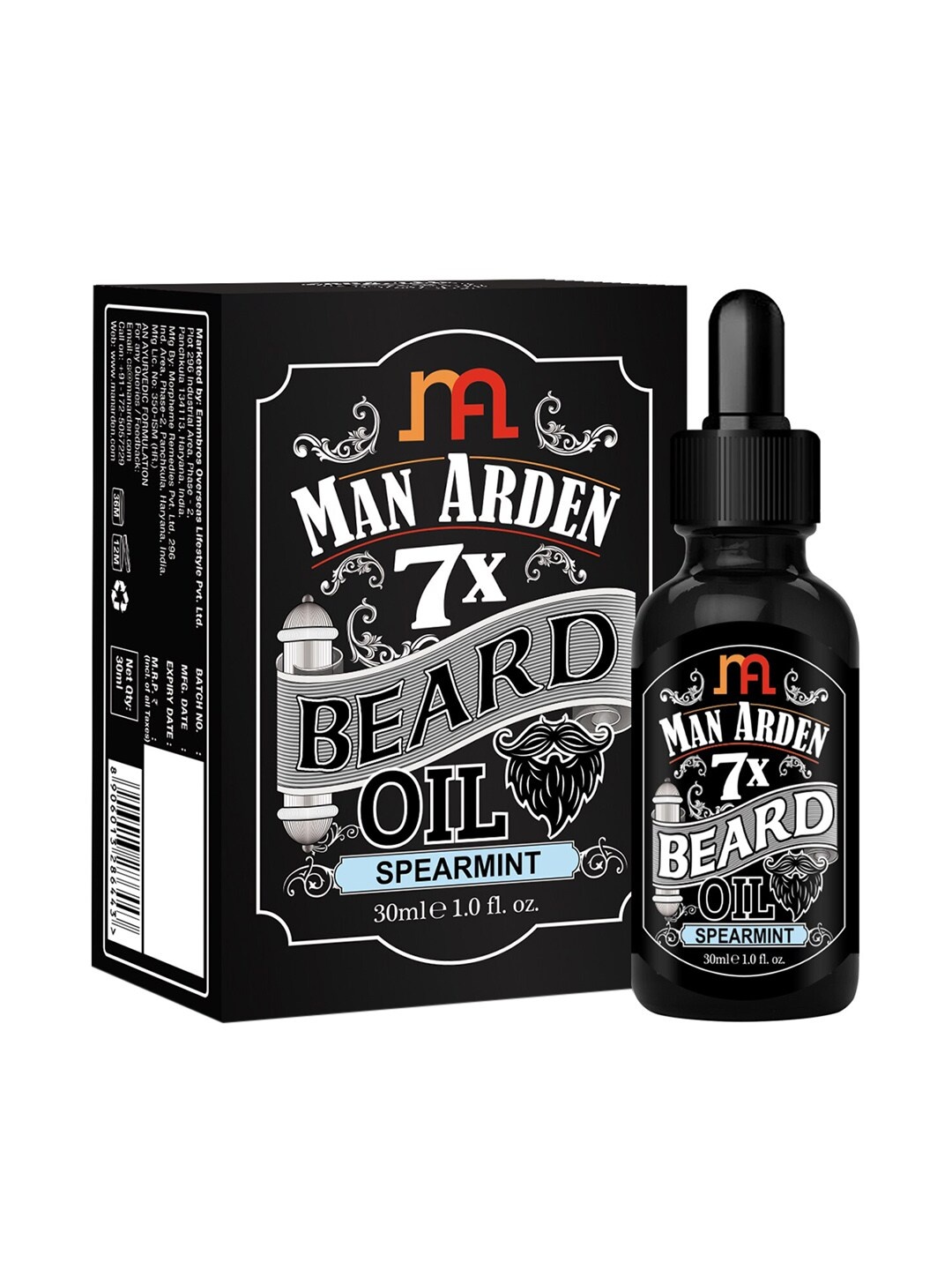 

Man Arden Set of 7X Mandarin & Spearmint Beard Oils, Black