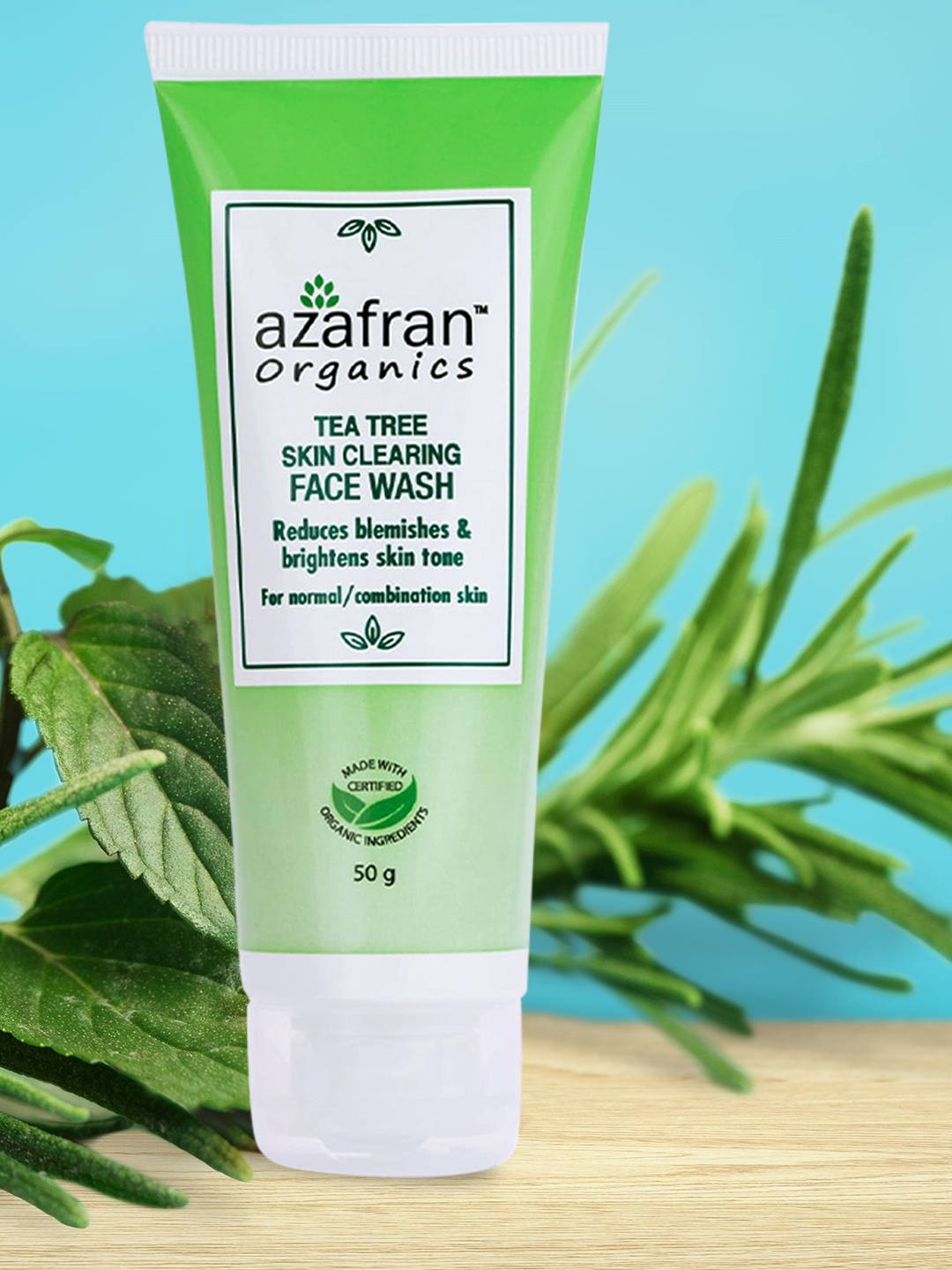 

Azafran Tea Tree Skin Clearing Face Wash 50g, Green