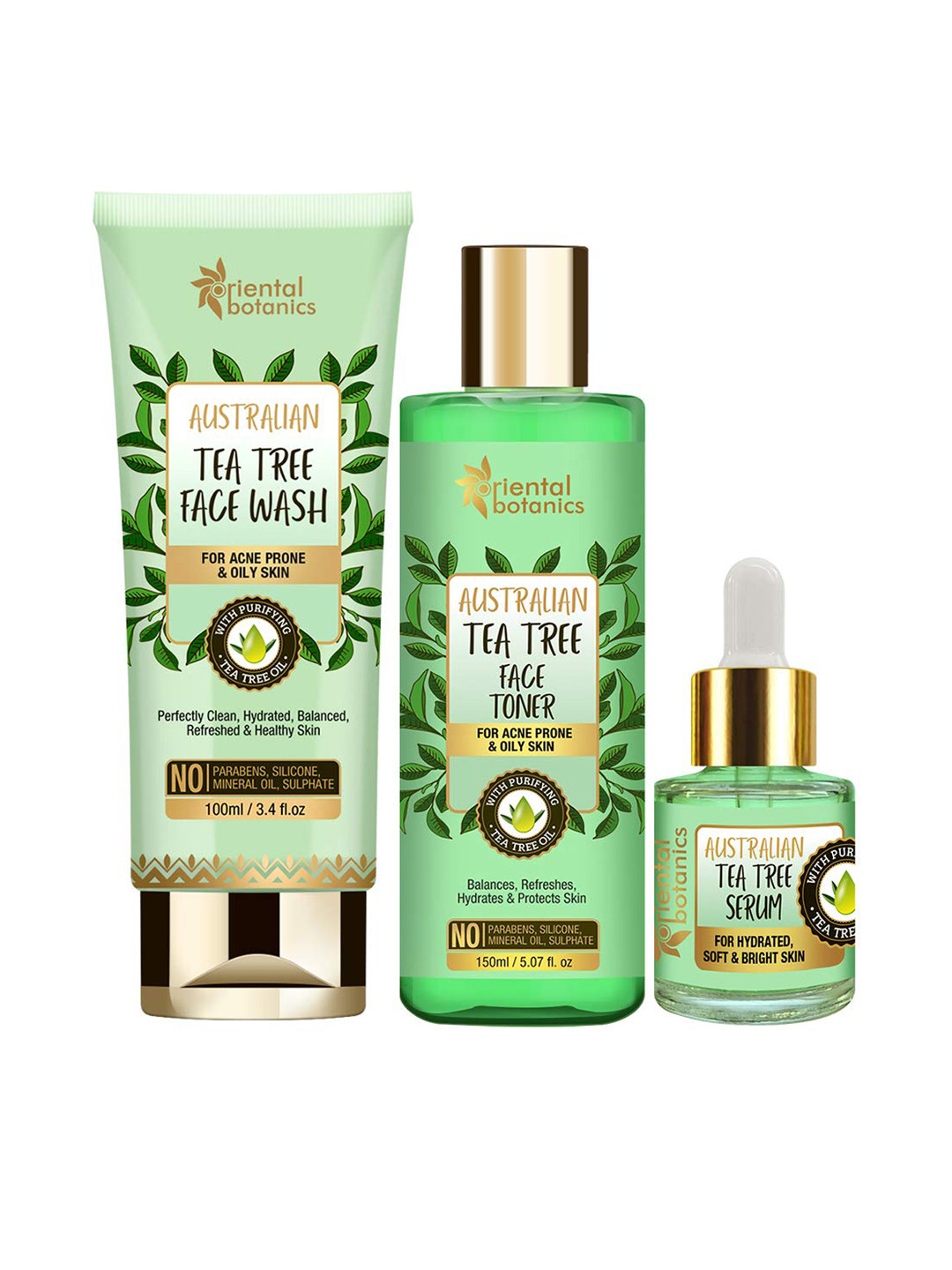 

Oriental Botanics Unisex Green Australian Tea Tree Face Brightening Combo 270 ml