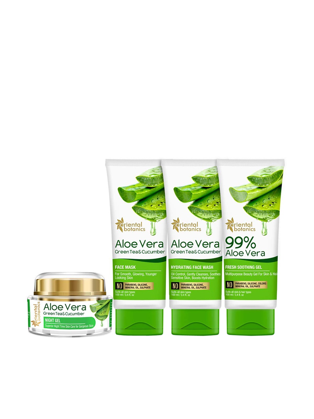 

Oriental Botanics Unisex Green Aloe Vera, Green Tea & Cucumber Skin Soothing Combo 350 ml