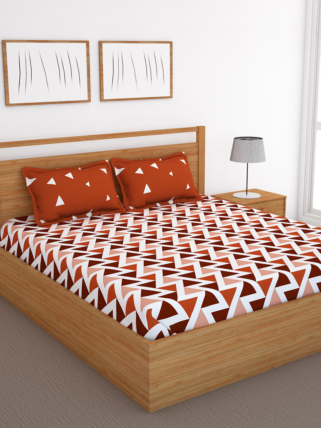 

Bedspun White & Pink Printed 120 TC Cotton Double Bedsheet With 2 Pillow Cover