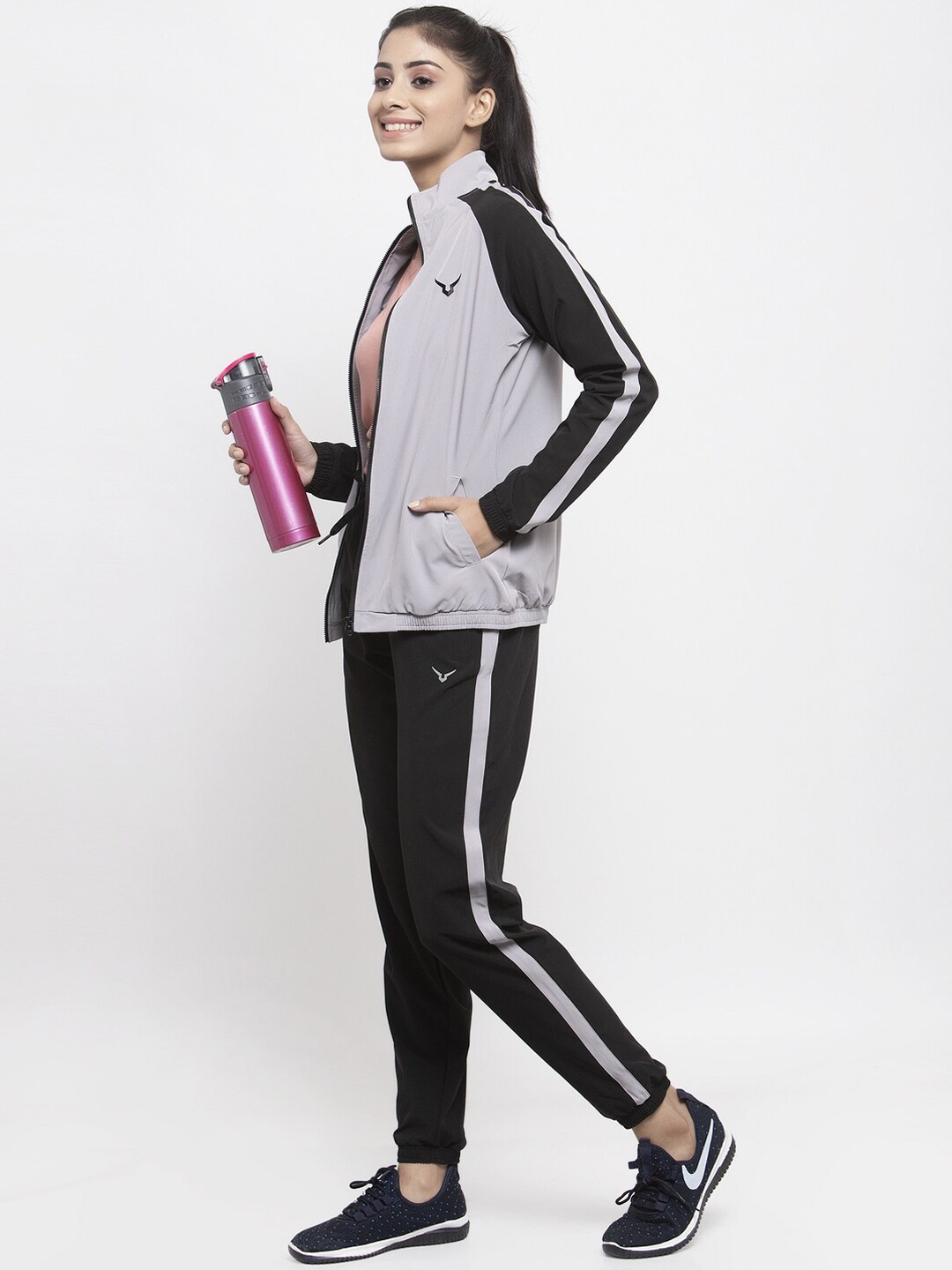 

Invincible Women Light Weight Lounge Tracksuit, Black