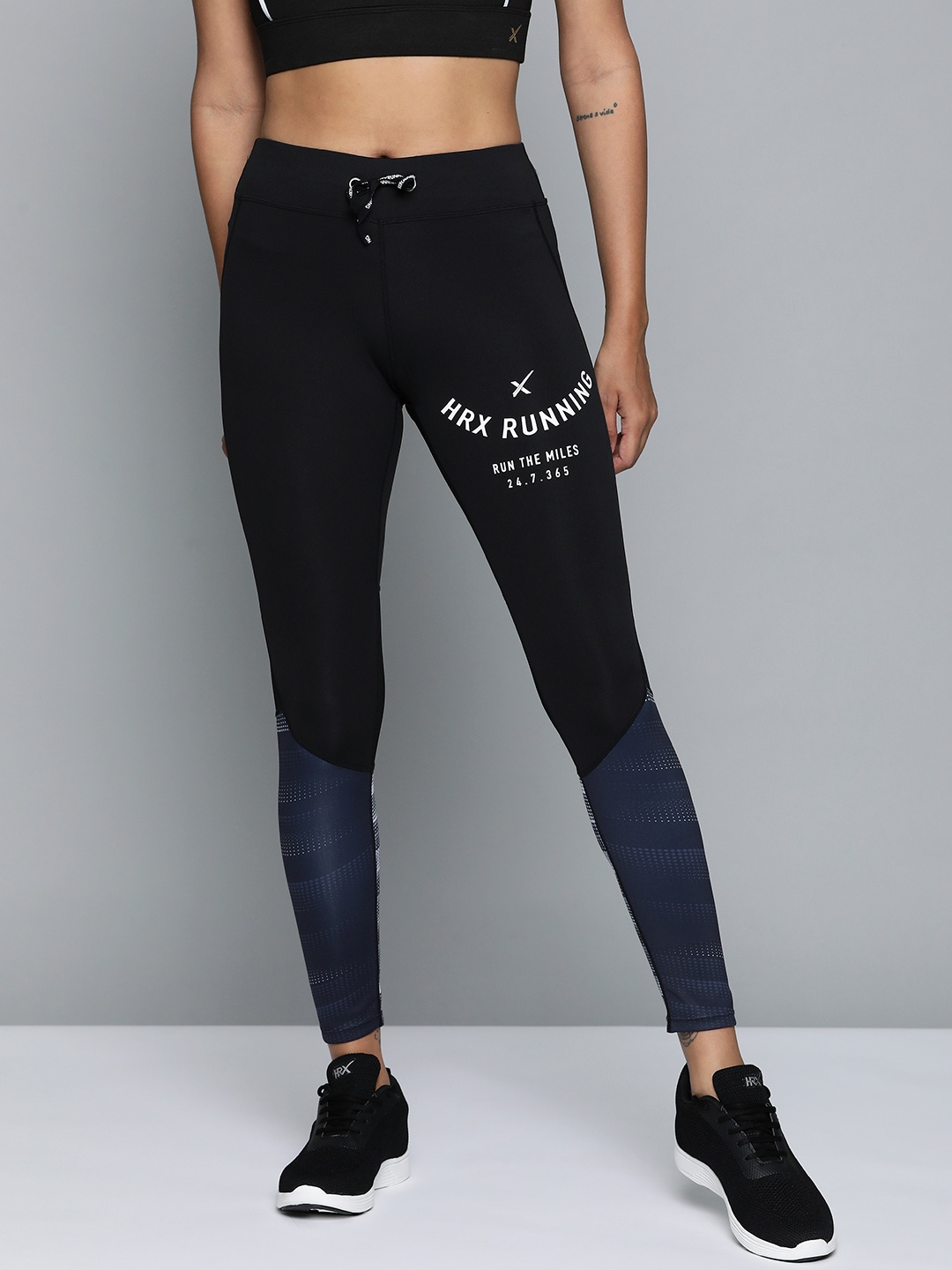 

HRX By Hrithik Roshan Women Jet Black Skinny Fit Rapid-Dry Antimicrobial Running Tights