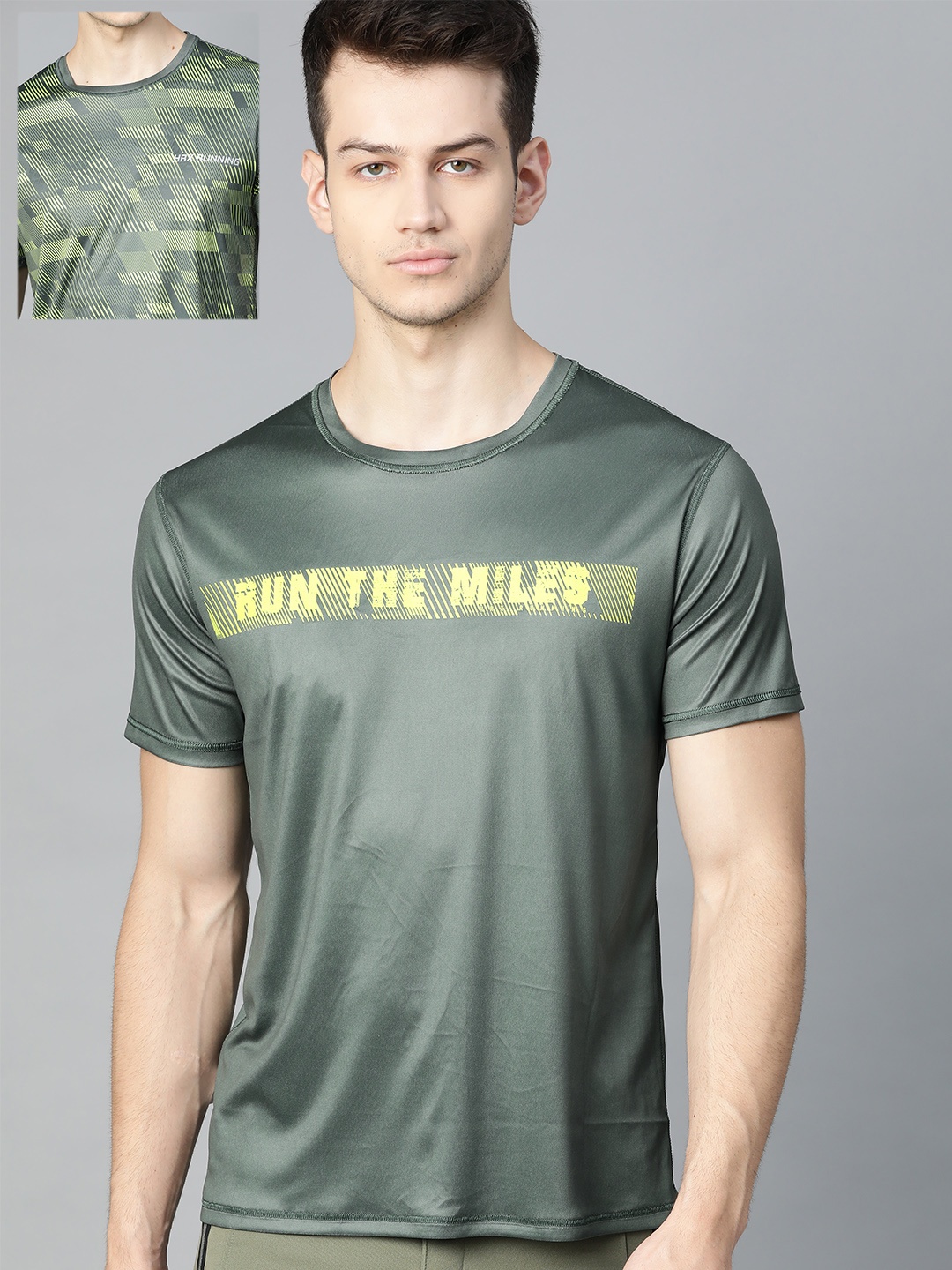 

HRX By Hrithik Roshan Men Grey AOP Reversible Rapid-Dry Antimicrobial Running Tshirt