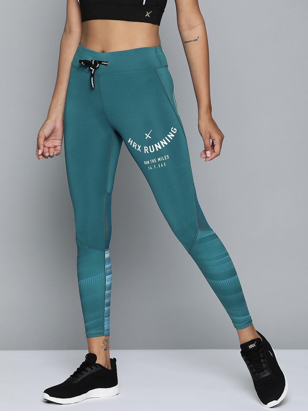 

HRX By Hrithik Roshan Women Deep Teal Skinny Fit Rapid-Dry Antimicrobial Running Tights