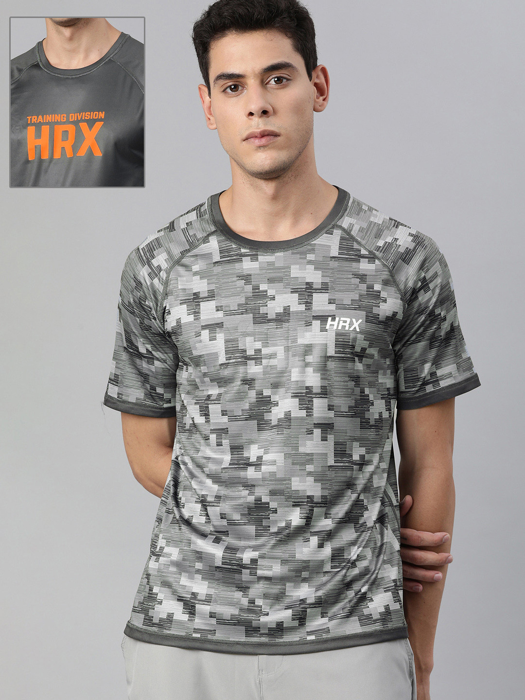 

HRX By Hrithik Roshan Men Wet Weather Reversible Rapid-Dry Antimicrobial Training Tshirt, Grey