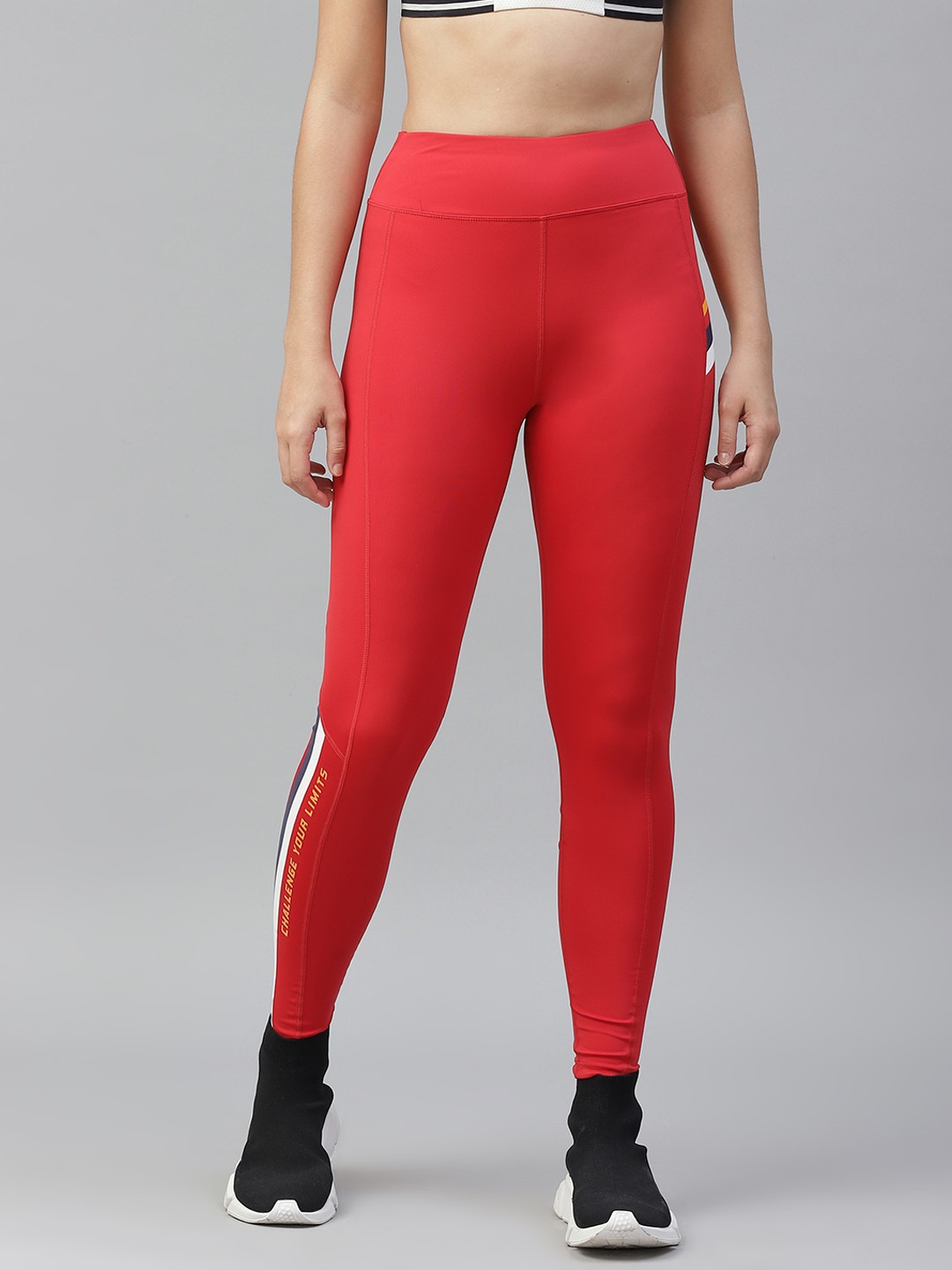 

HRX by Hrithik Roshan Women Red Solid Skinny Fit High-Rise Rapid-Dry Running Tights