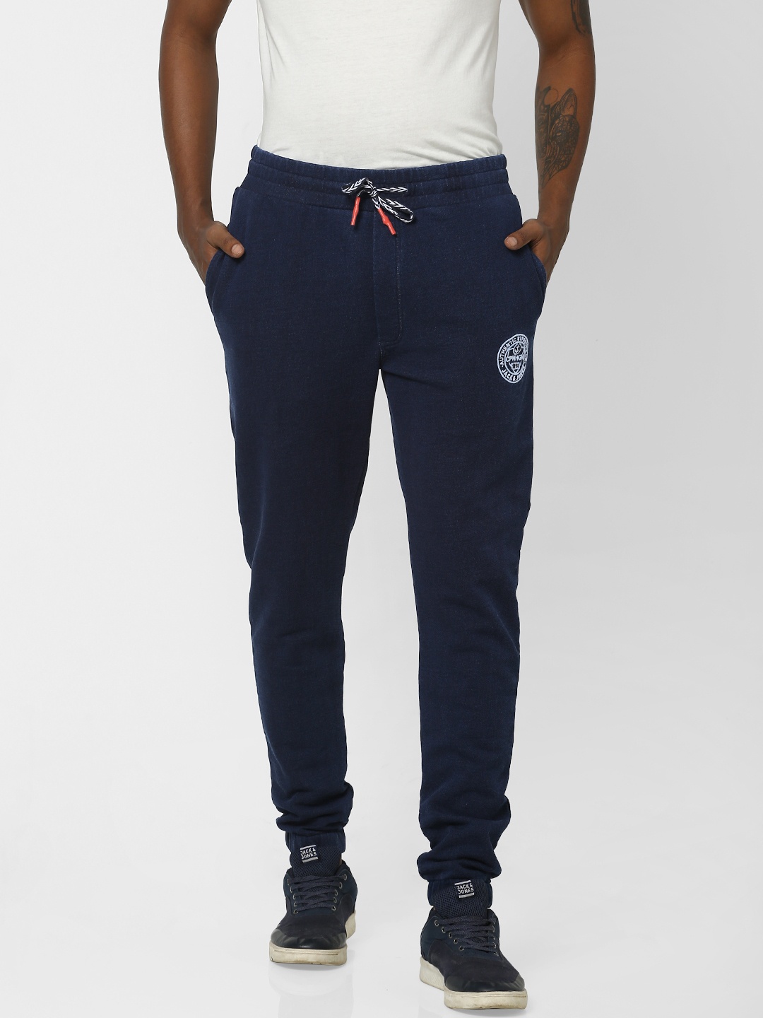 

Jack & Jones Men Navy Blue Straight Fit Solid Joggers