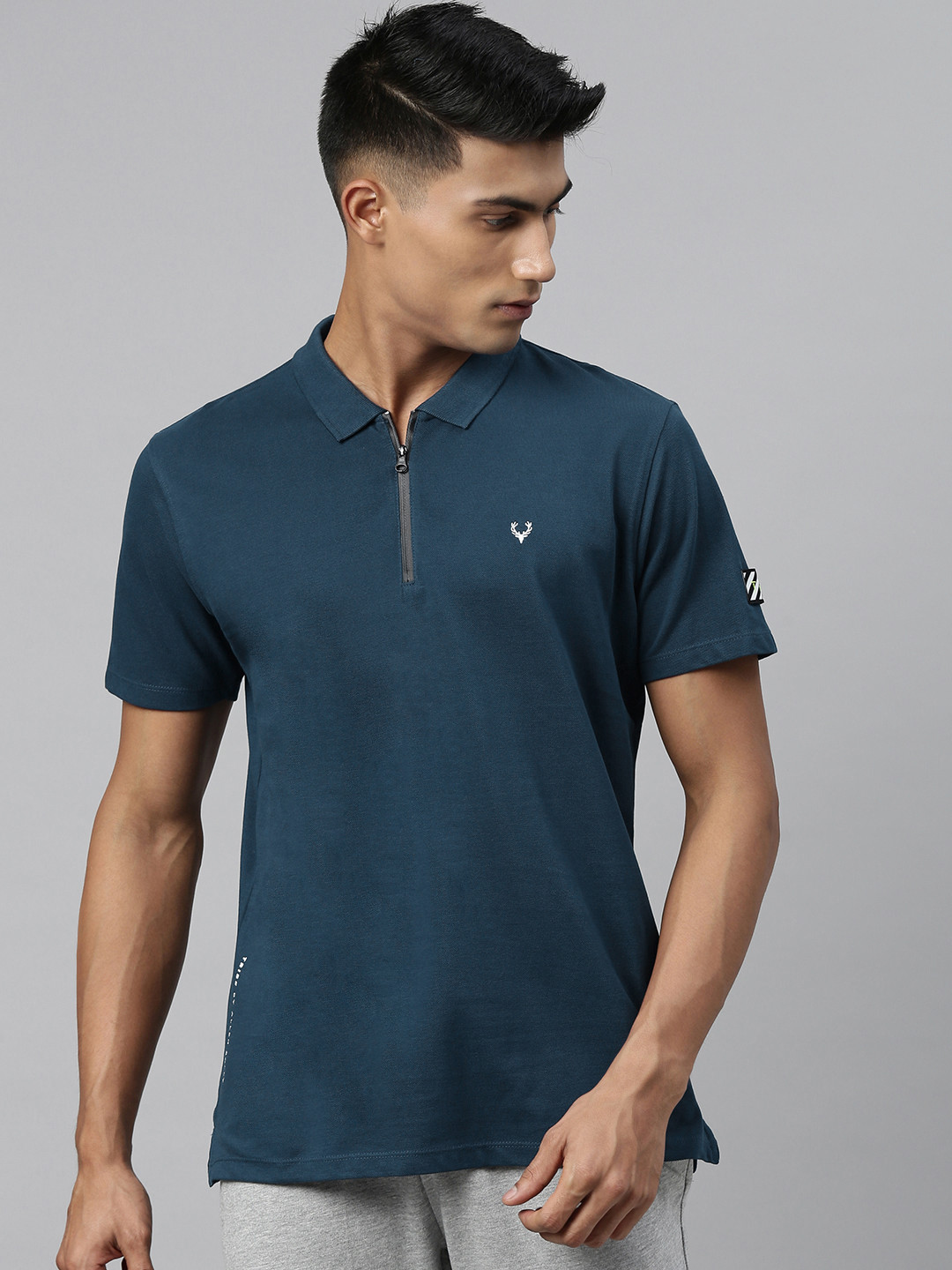 

Allen Solly Tribe Men Navy Blue Solid Polo Collar T-shirt