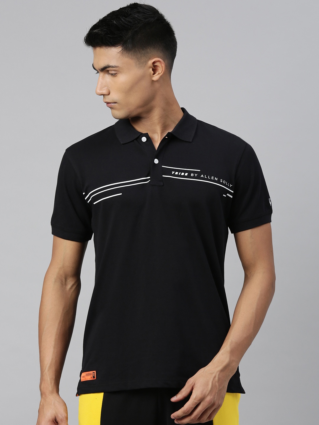 

Allen Solly Tribe Men Black Printed Polo Collar Pure Cotton T-shirt