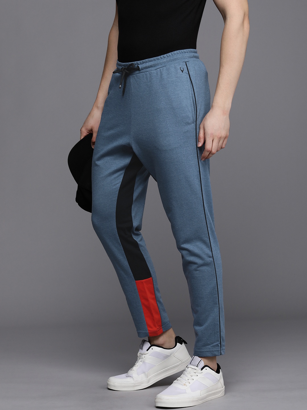 

Allen Solly Tribe Men Solid Track Pants With Colourblocked Detail Mid-Rise Track Pants, Blue