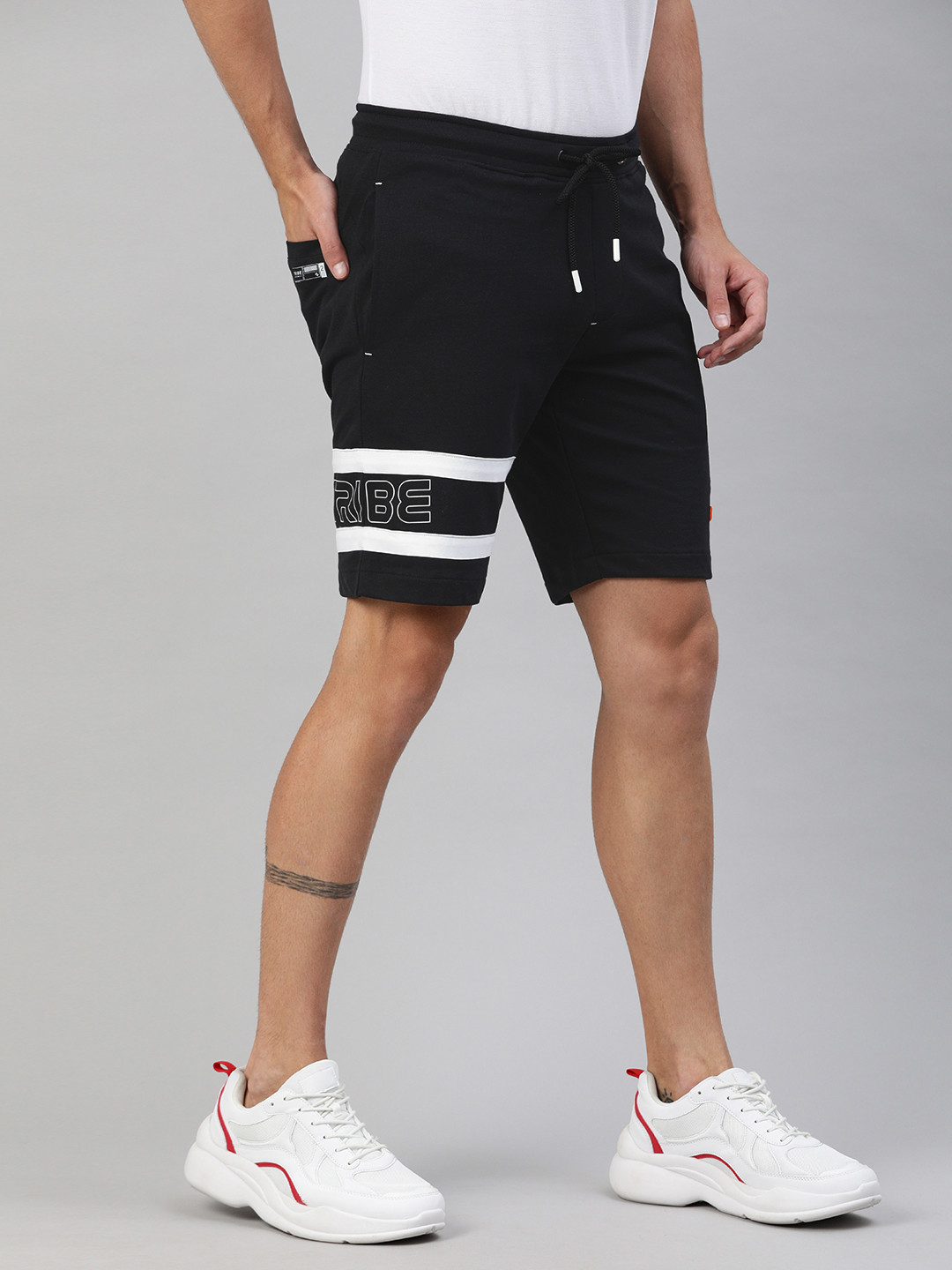 

Allen Solly Tribe Men Black Logo Printed Slim Fit Regular Shorts