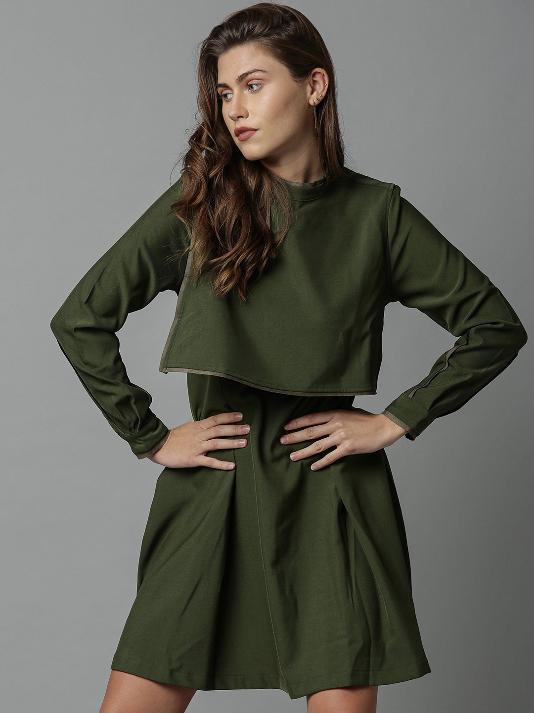

RAREISM Women Green Solid A-Line Dress