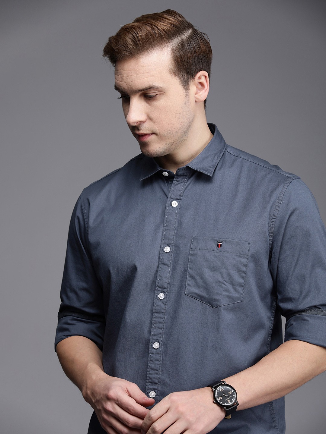 

Louis Philippe Jeans Men Slim Fit Pure Cotton Casual Shirt, Grey