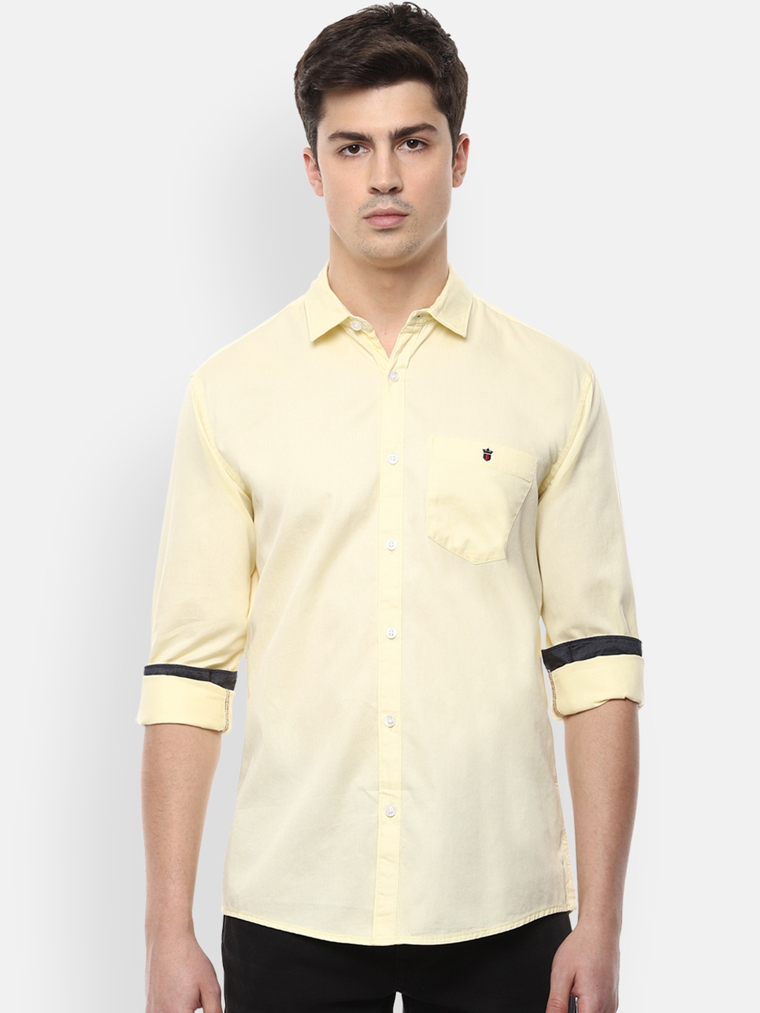 

Louis Philippe Jeans Men Yellow Slim Fit Solid Pure Cotton Casual Shirt