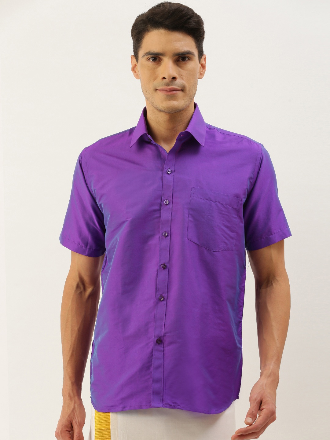 

THANGAMAGAN Men Purple Solid Ethnic Shirt