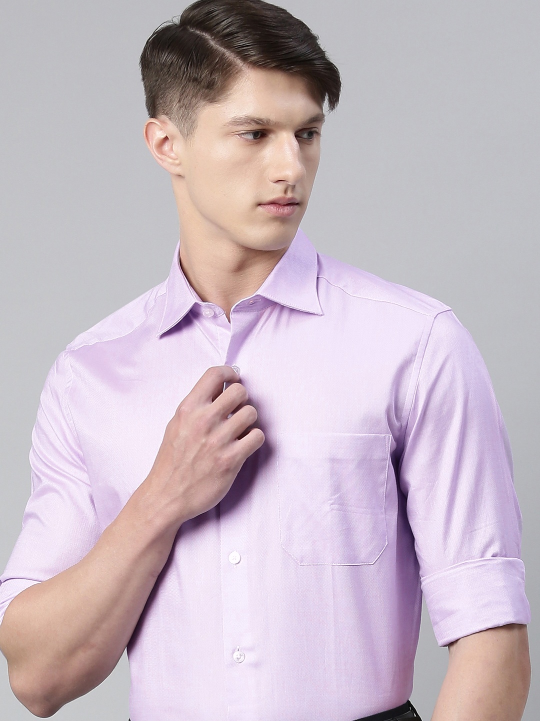 

Louis Philippe Men Lavender Classic Fit Self Design Formal Shirt