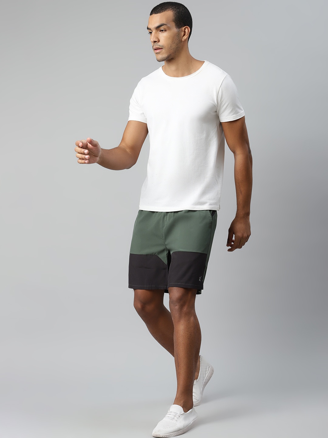 

HRX by Hrithik Roshan Men Olive Green & Black Colourblocked Rapid-Dry Training Shorts