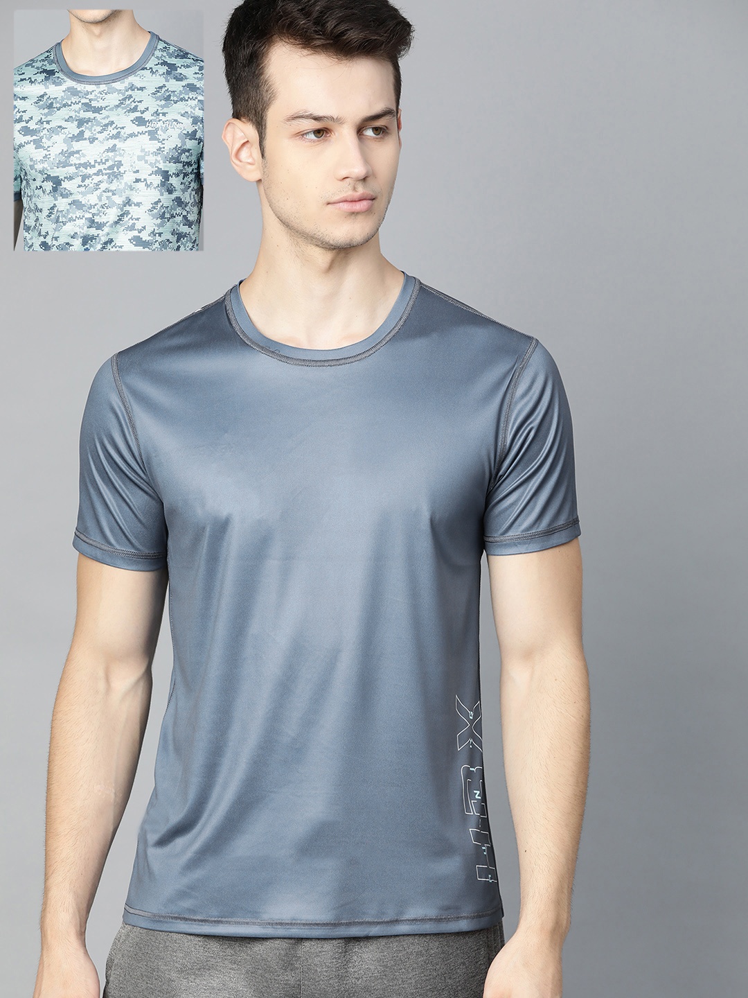 

HRX By Hrithik Roshan Men Blue Aop Reversible Rapid-Dry Antimicrobial Running Tshirt