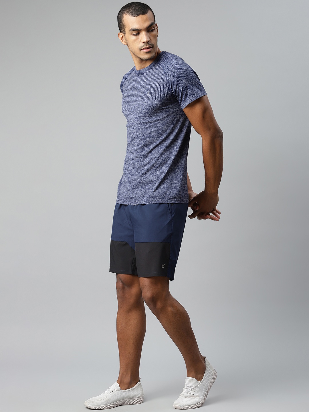 

HRX by Hrithik Roshan Men Navy Blue & Black Colourblocked Rapid-Dry Training Shorts