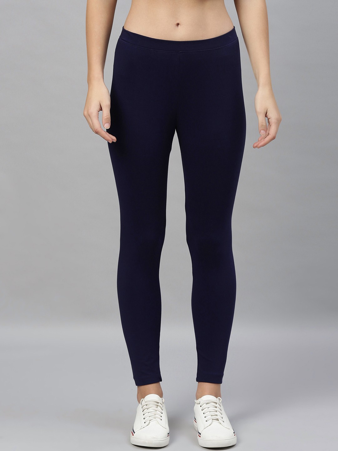 

Kryptic Women Navy Blue Solid Ankle Length Leggings