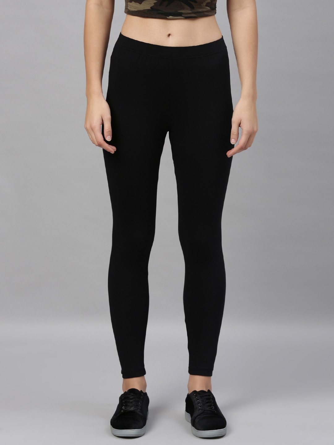

Kryptic Women Black Solid Ankle Length Leggings