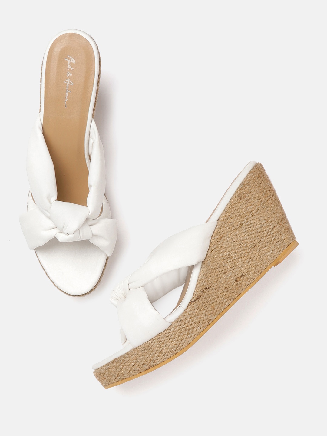 

Mast & Harbour Women White Knot Detail Wedges