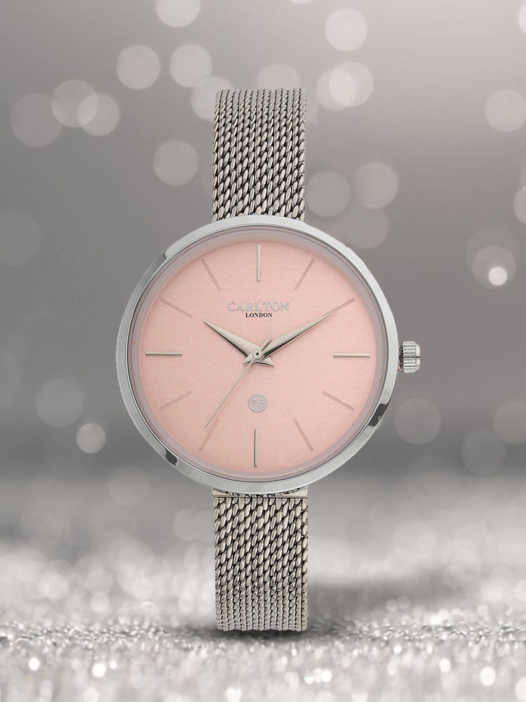 

Carlton London Women Silver-Toned & Pink Analogue Watch