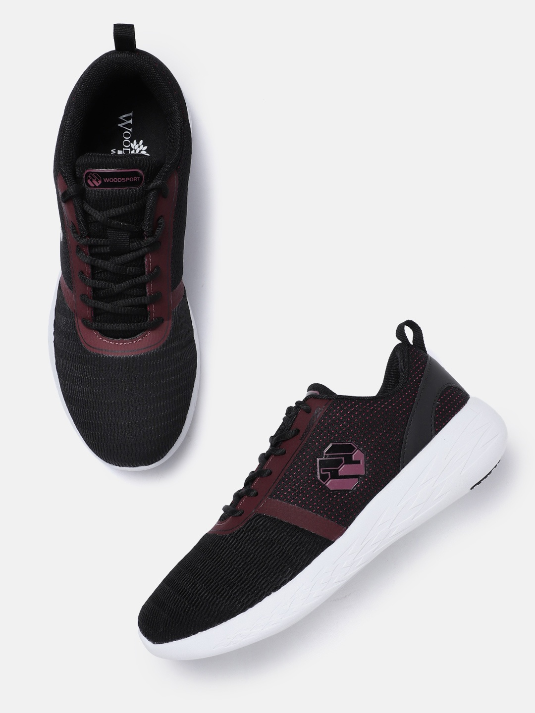 

Woodland Men Charcoal Grey & Maroon Woven Design Sneakers