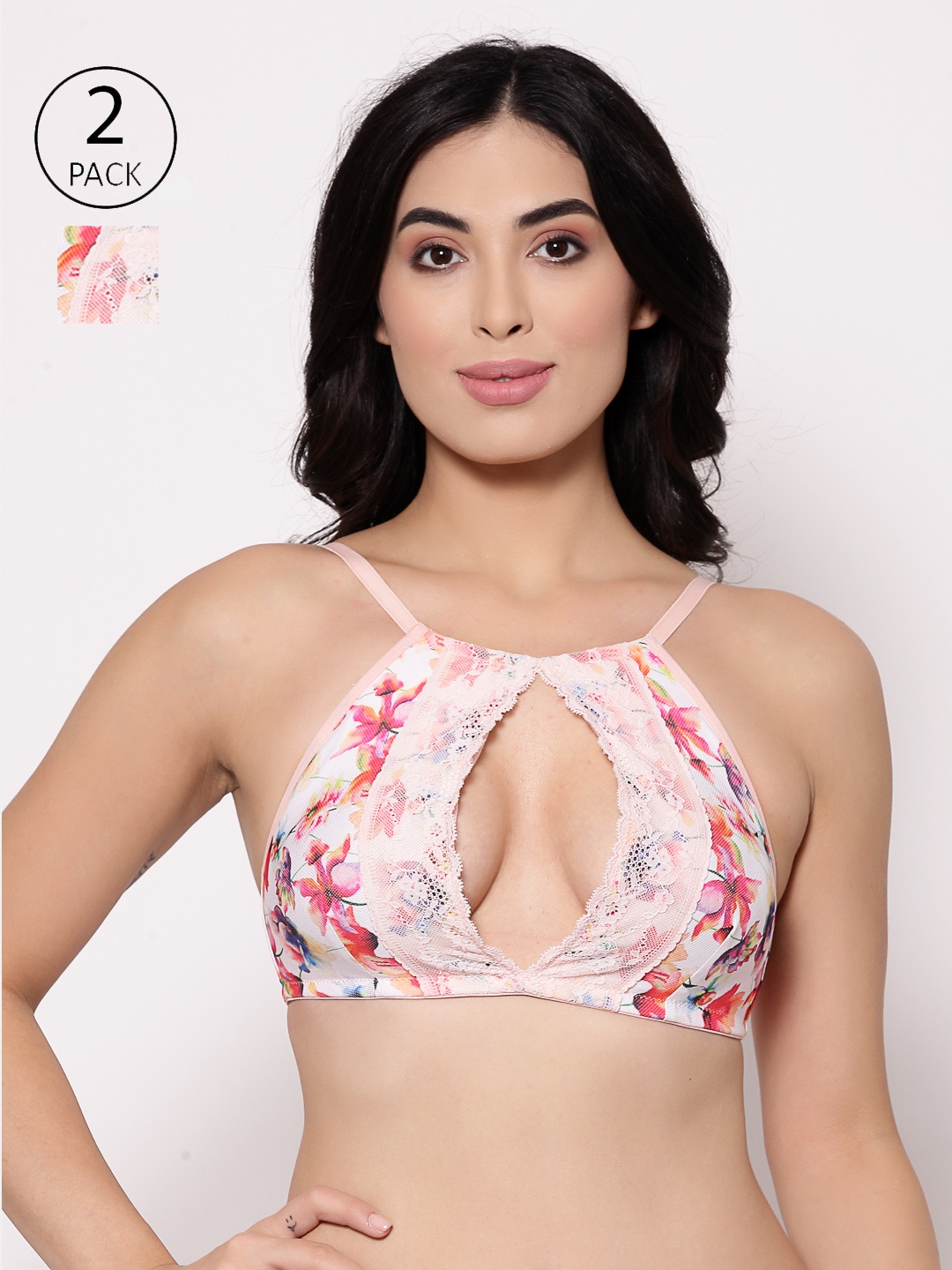 

Inner Sense Pack Of 2 Printed Peach-Coloured & Red Organic Antimicrobial Non-Wired Lightly-Padded Sustainable T-shirt Bras ISB089_89-