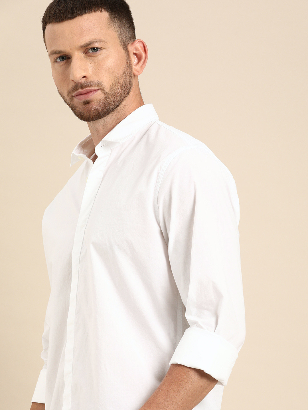 

ether Men White Regular Fit Solid Casual Shirt Treated with N9 Silver