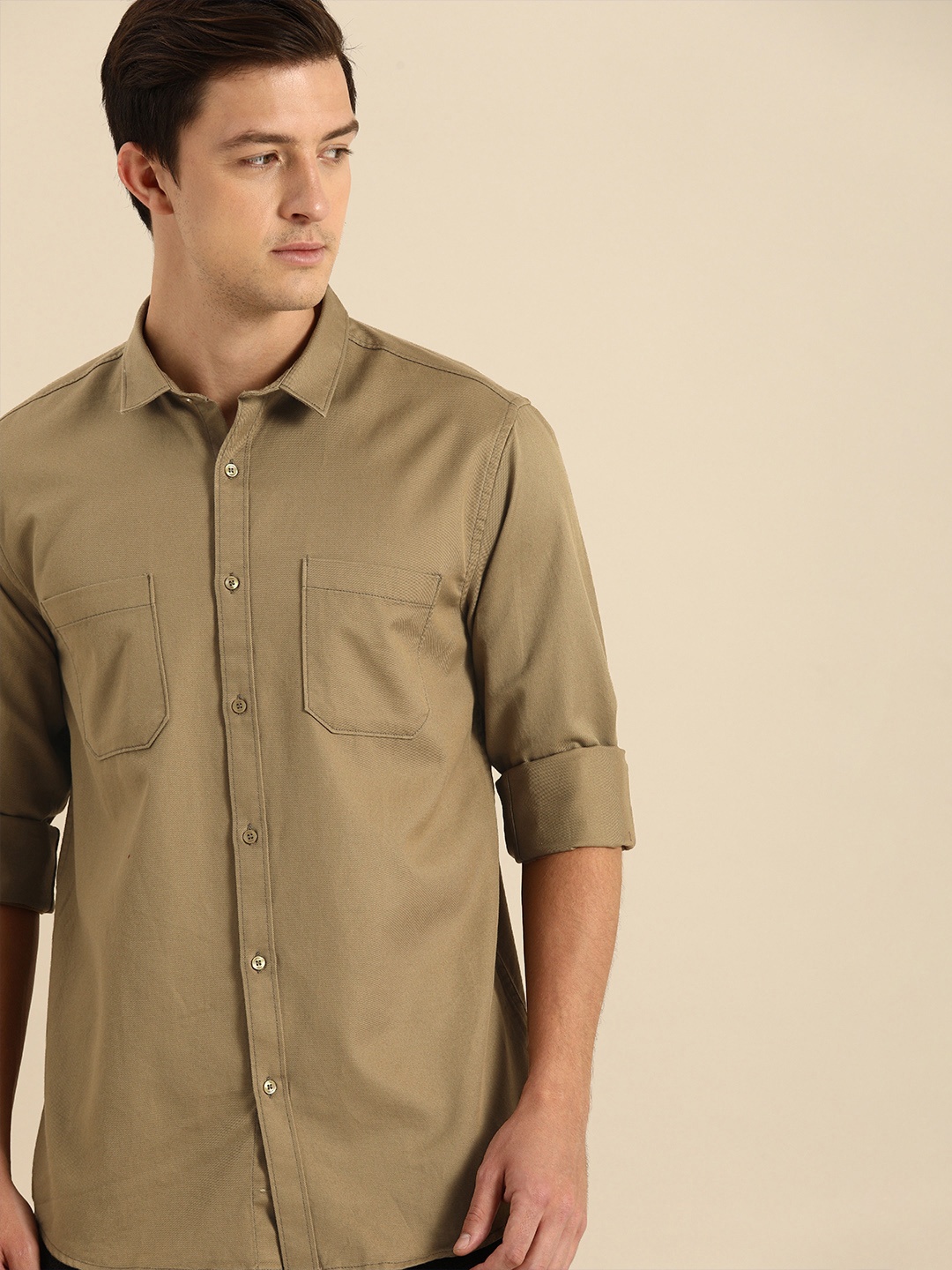 

ether Men Brown Regular Fit Solid Casual Shirt