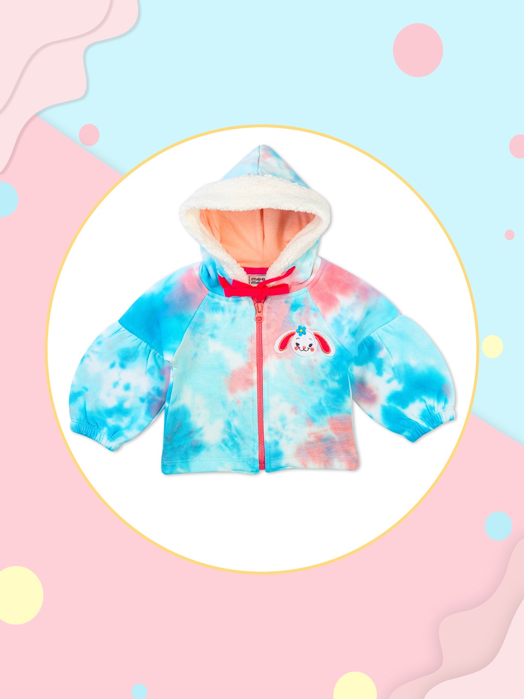 

MeeMee Girls Blue Printed Tie & Dye Bomber Jacket