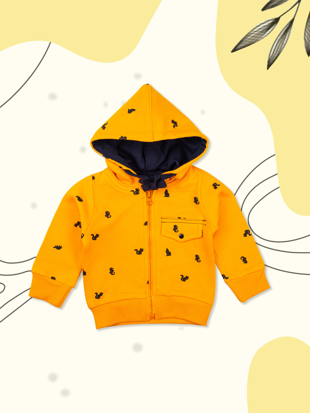 

MeeMee Boys Yellow Printed Bomber Jacket