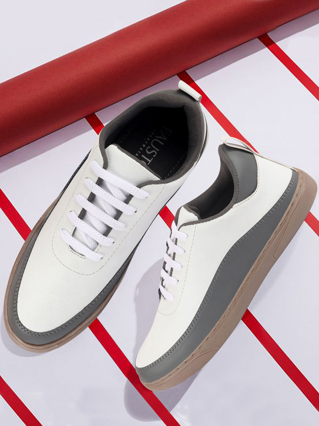 

FAUSTO Men White Colourblocked Sneakers