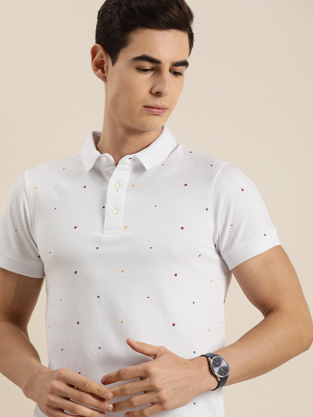 

INVICTUS Men White Printed Polo Collar T-shirt