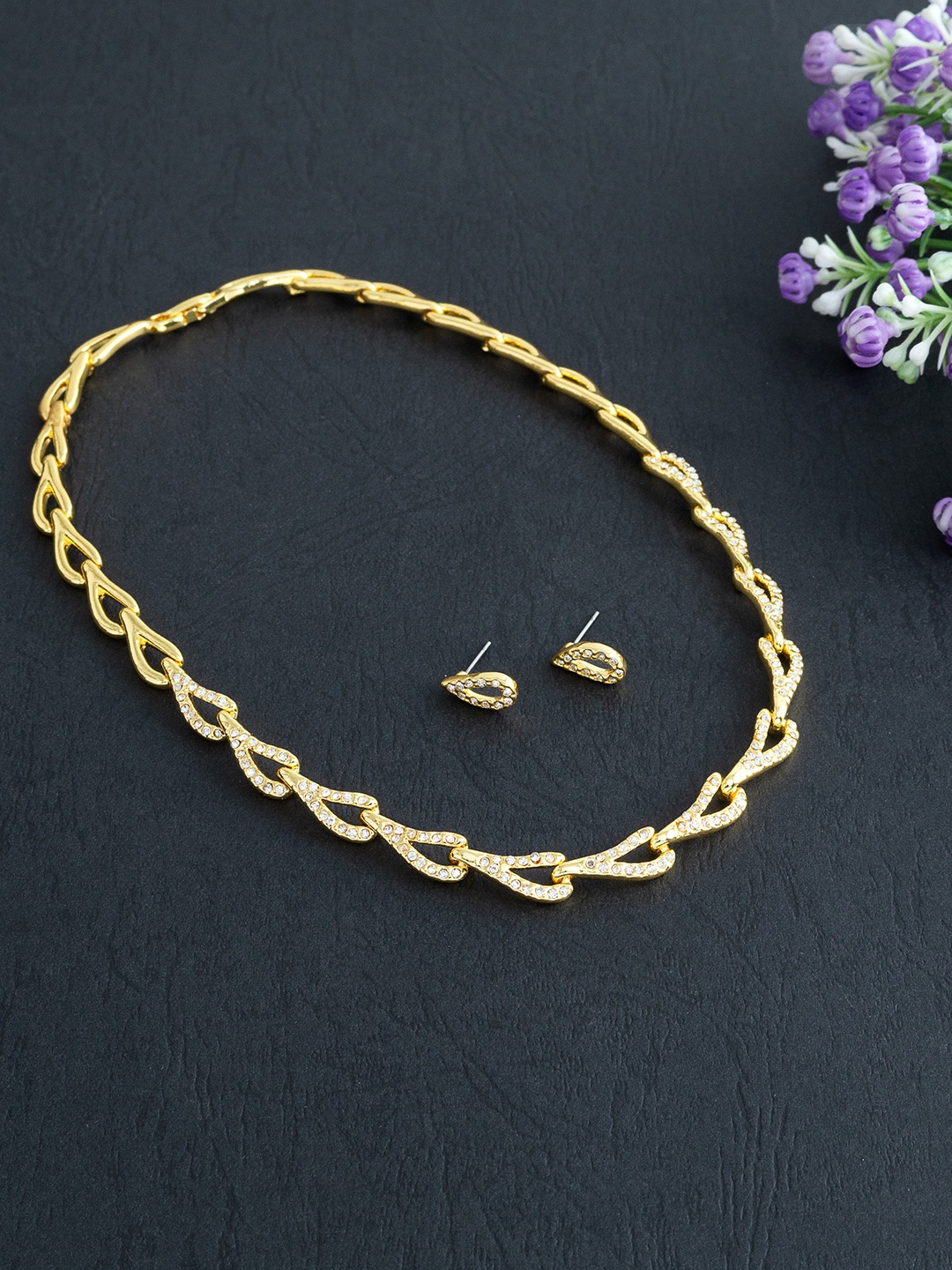 

Golden Peacock Gold-Plated Stone-Studded Jewellery Set