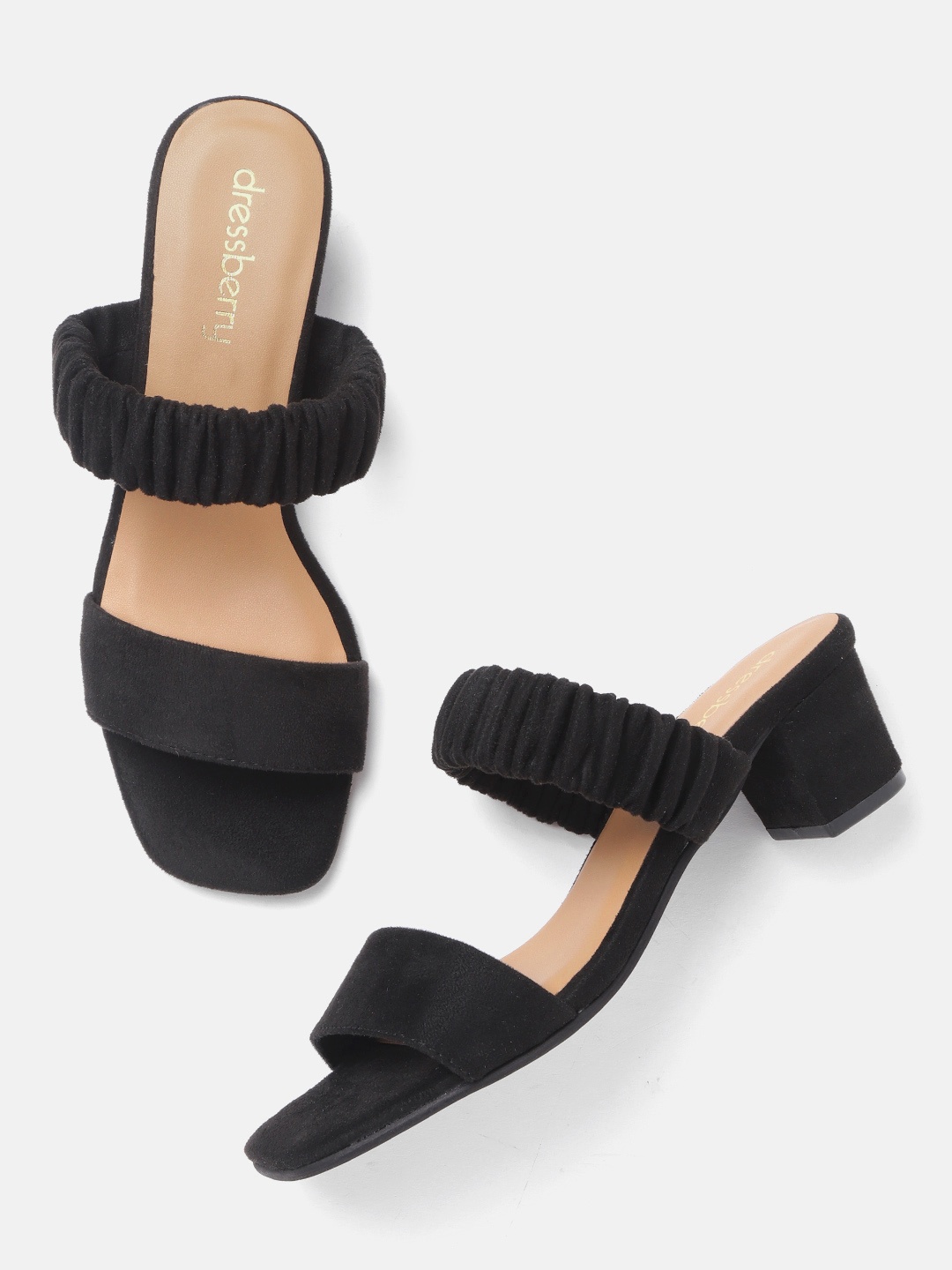 

DressBerry Women Black Solid Block Heels