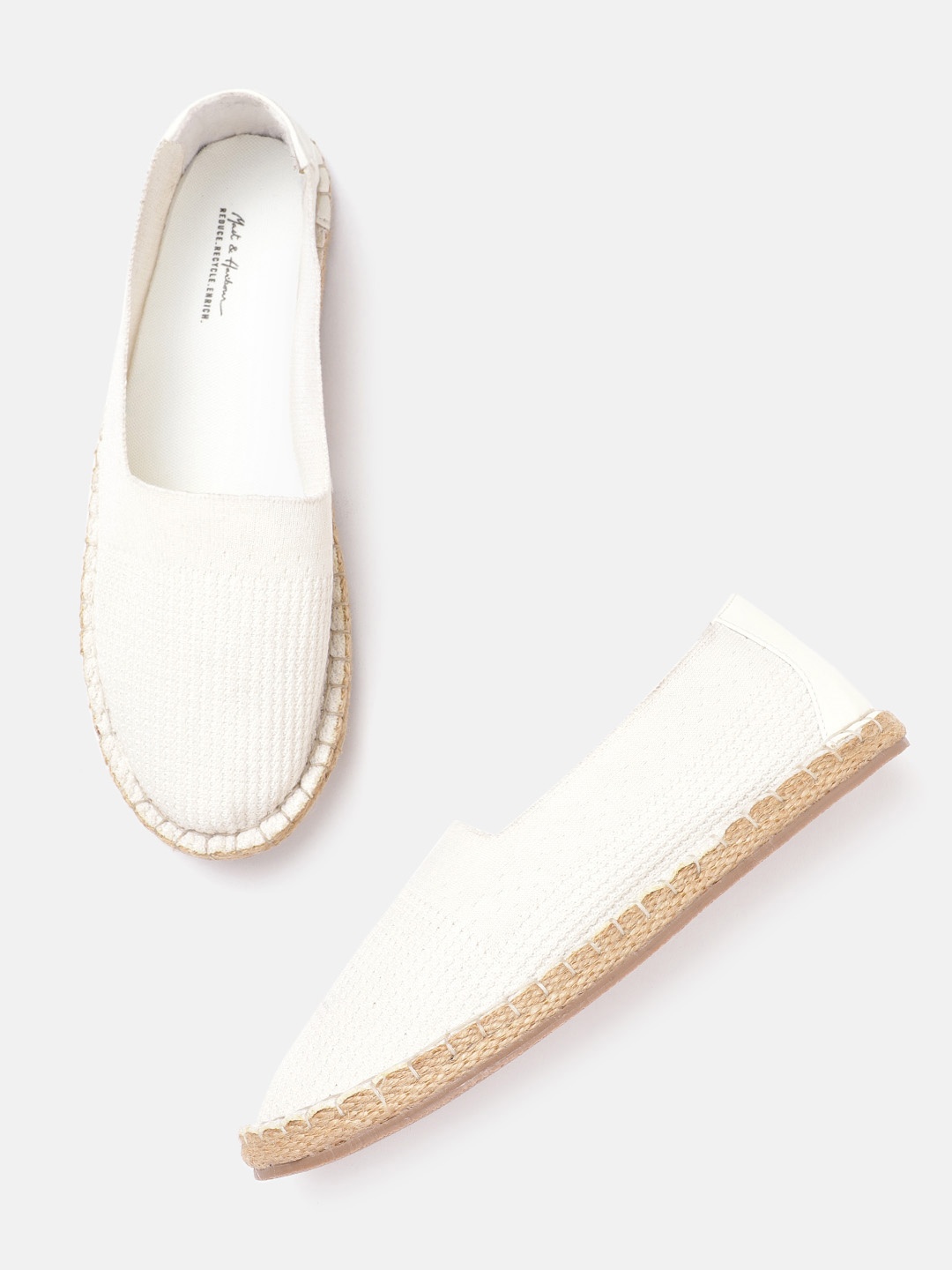 

Mast & Harbour Women Off White Woven Design Espadrilles