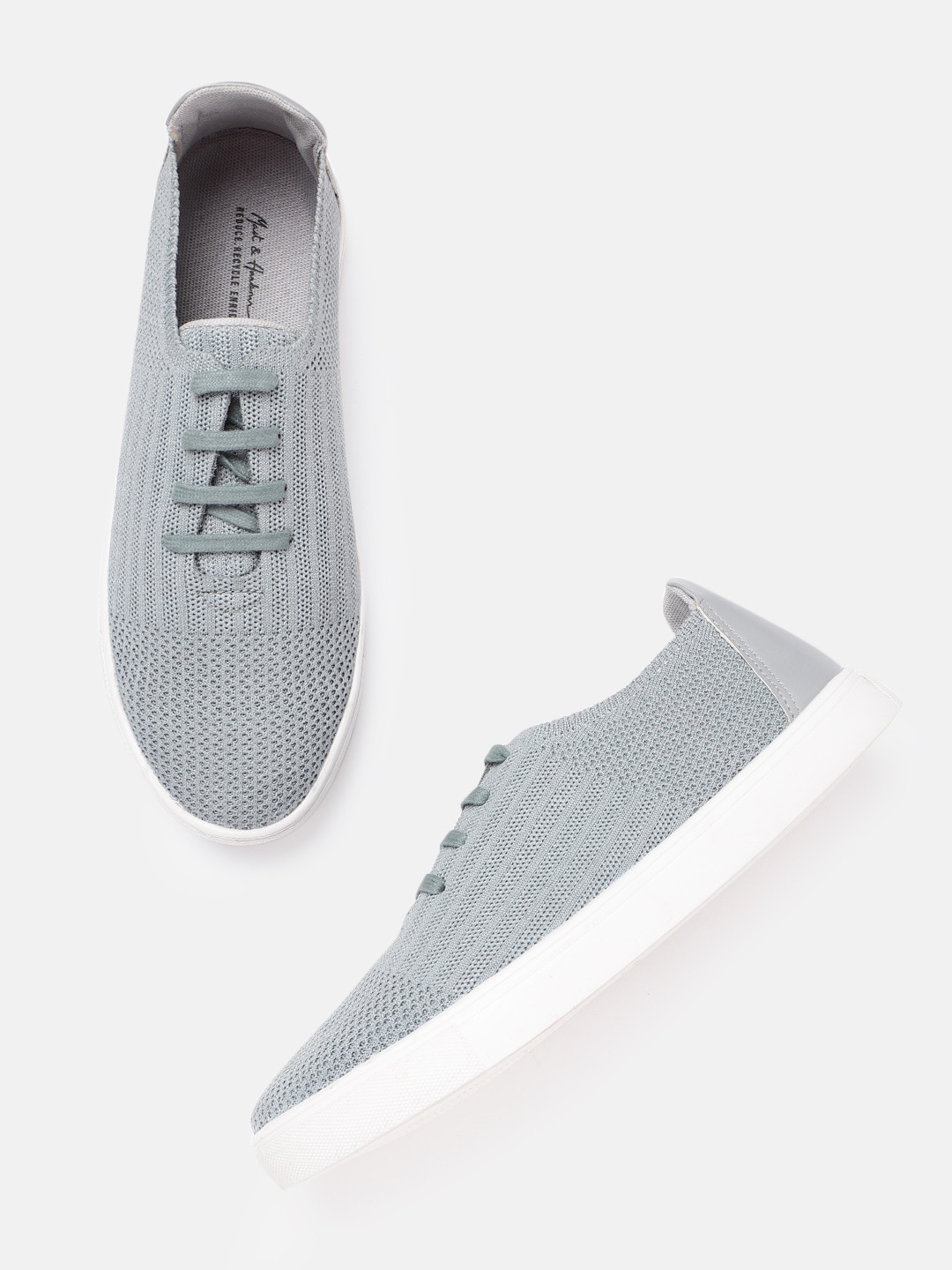 

Mast & Harbour Women Grey Woven Design Sustainable Sneakers
