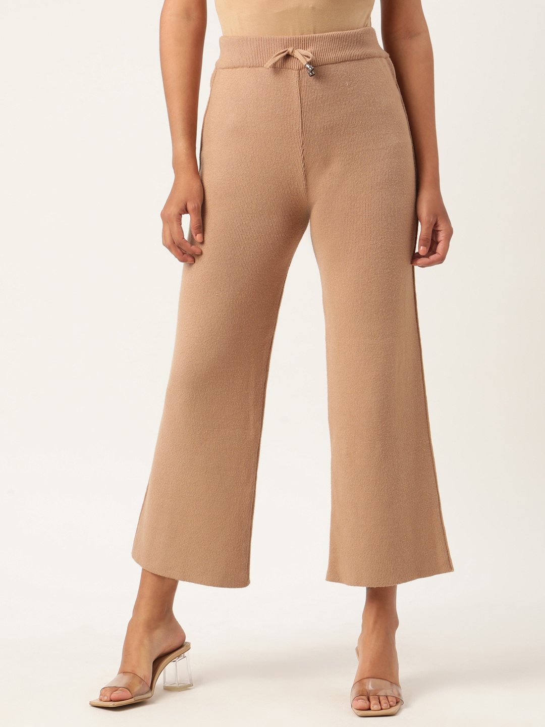 

ROOTED Women Brown Regular Fit Solid Parallel Trousers