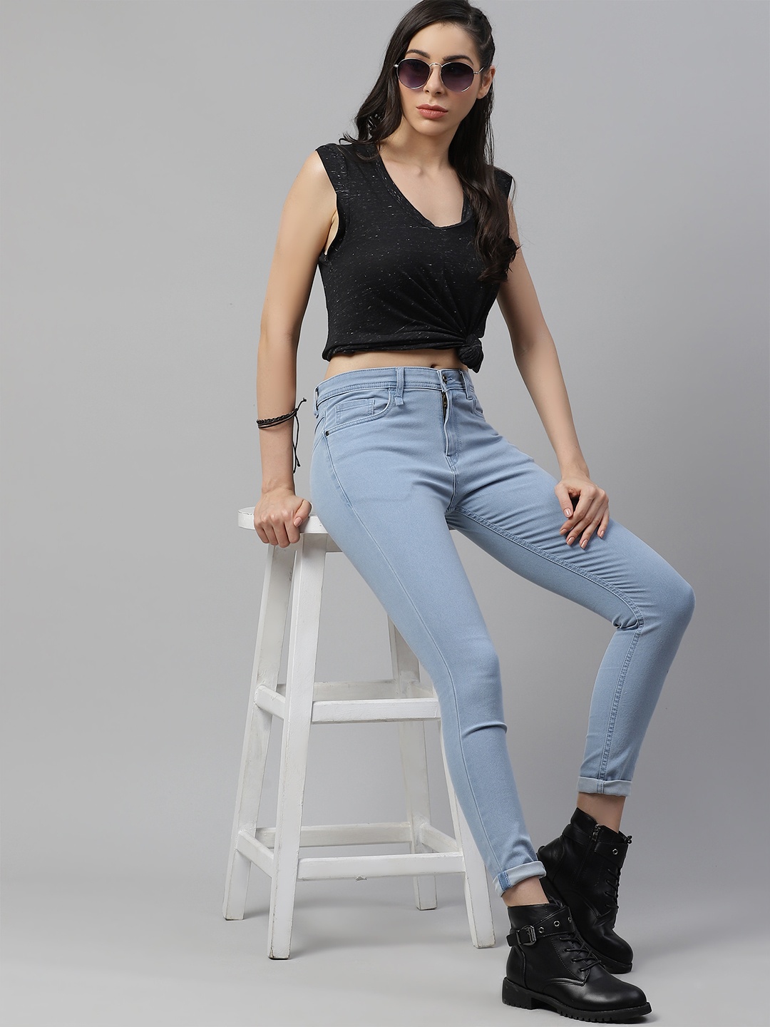 

The Roadster Lifestyle Co Women Blue Mid Rise Super Skinny Fit Stretchable Jeans