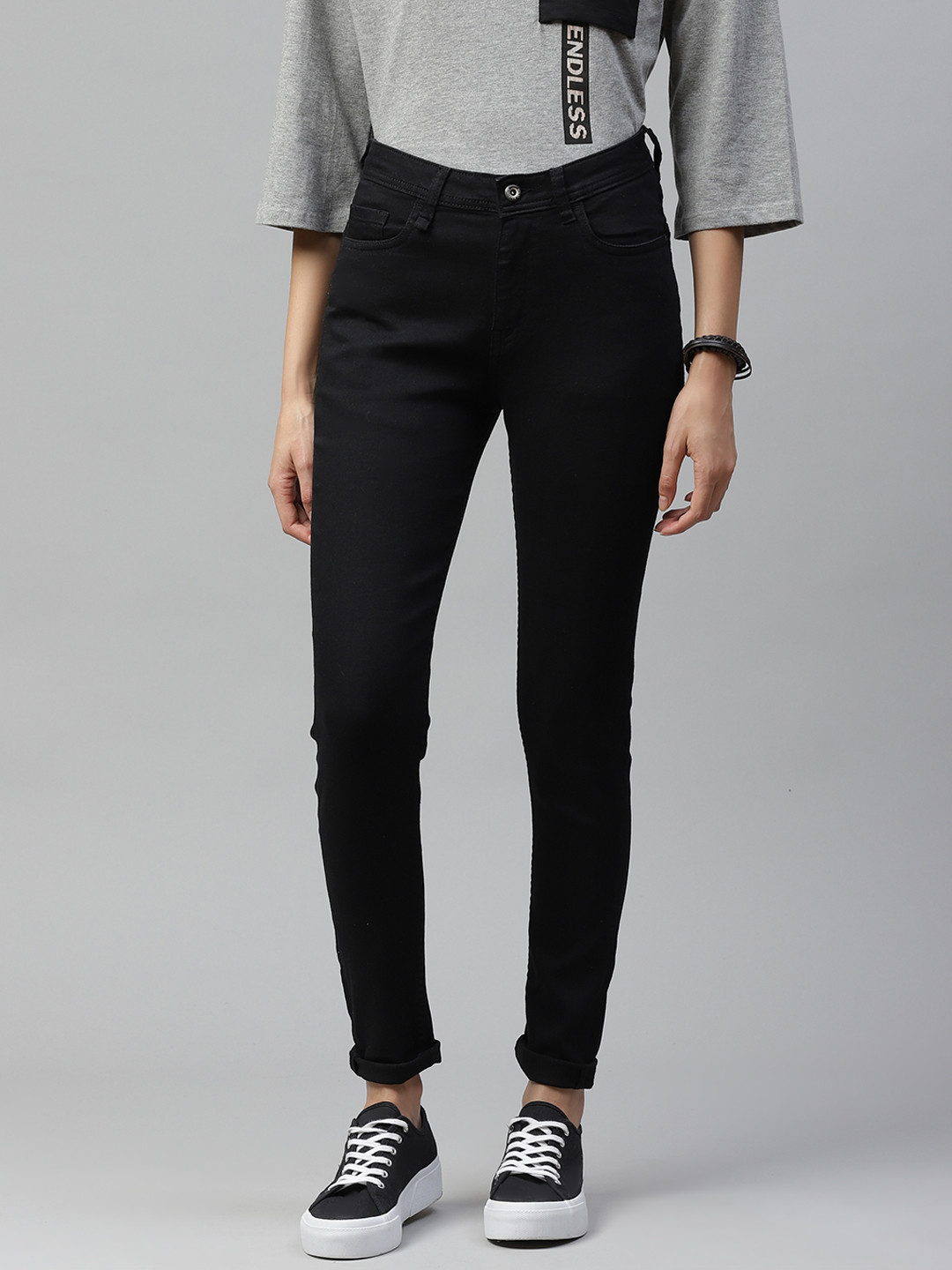 

Roadster Women Black Super Skinny Fit High-Rise Stretchable Jeans