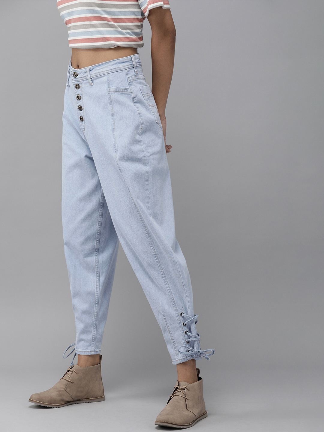 

The Roadster Lifestyle Co Women Blue Boyfriend Fit High-Rise Stretchable Jeans