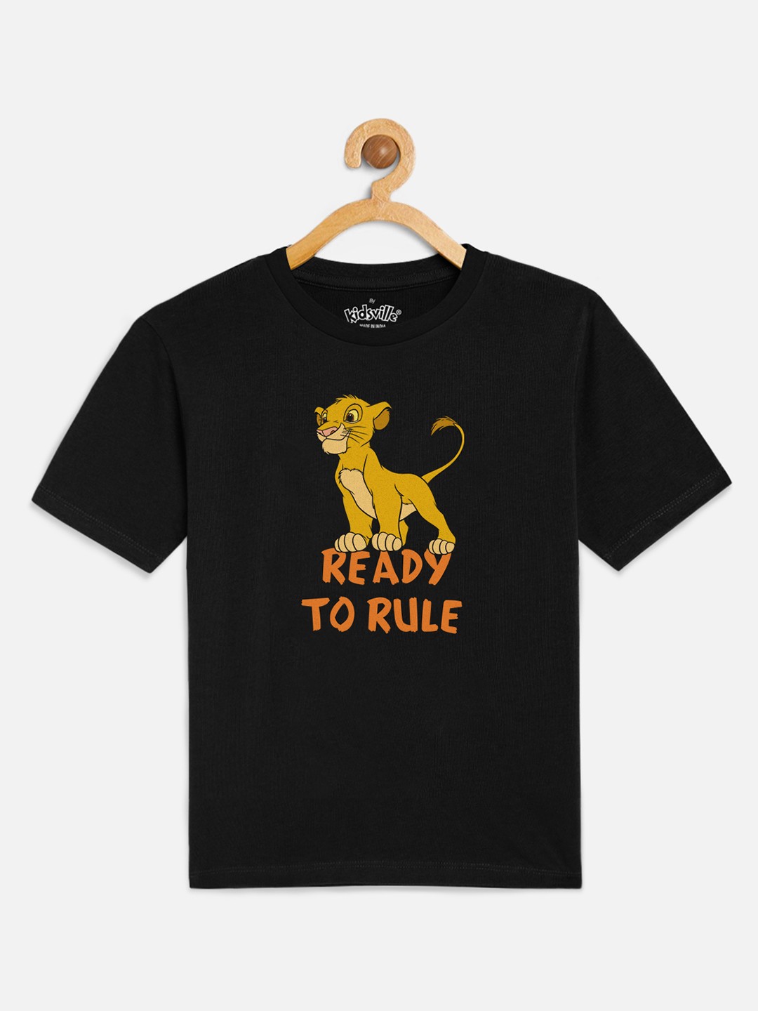

Kids Ville Boys Black Lion King Printed Round Neck Pure Cotton T-shirt