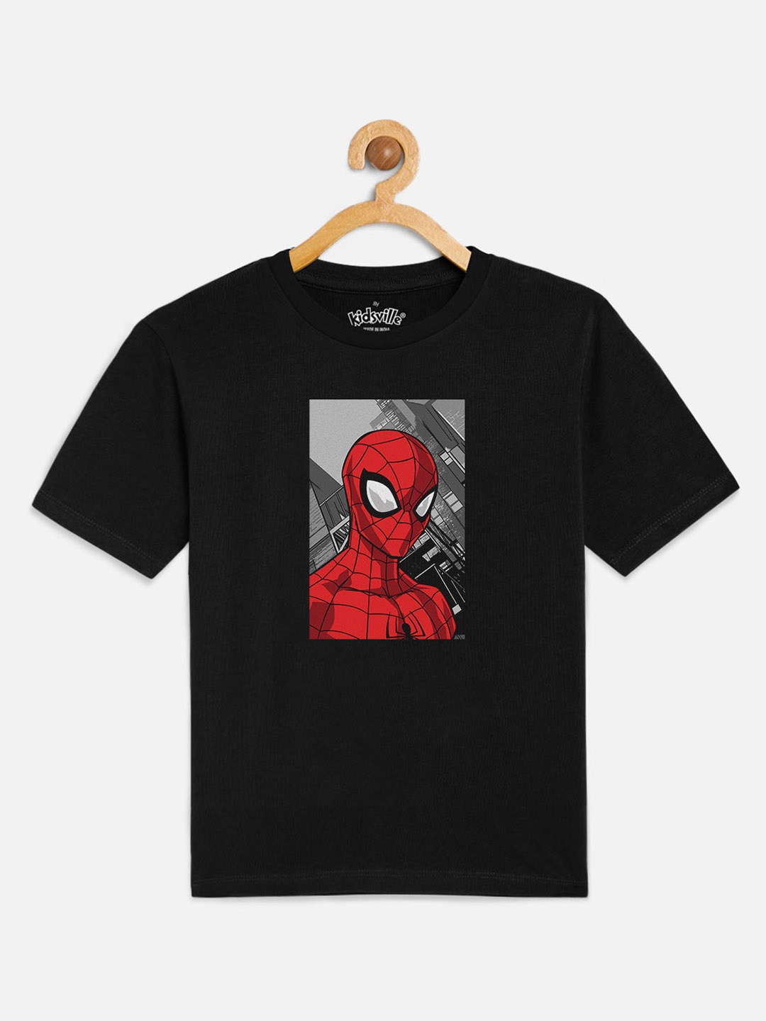

Kids Ville Spiderman printed Black Tshirt for Boys