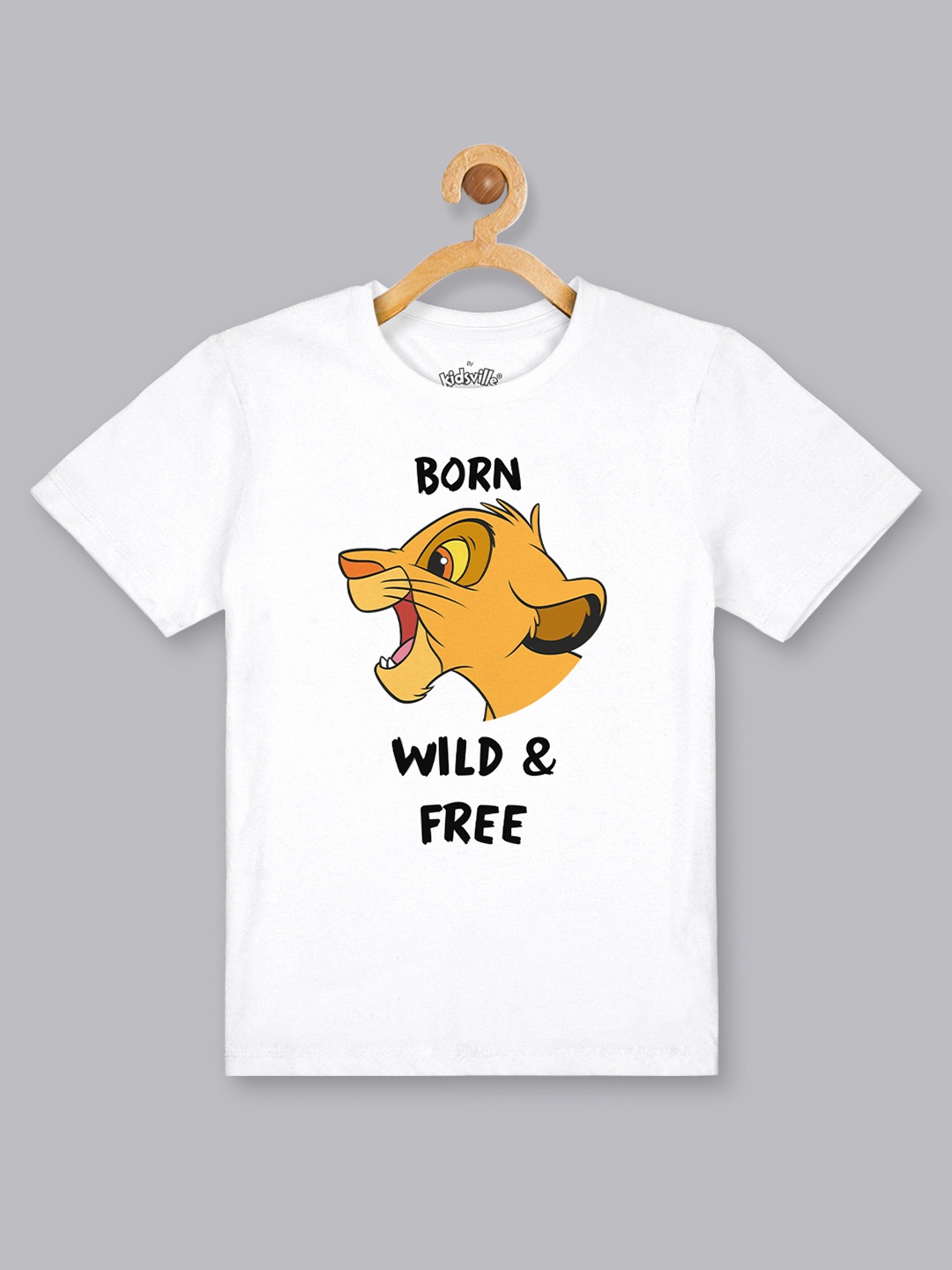 

Kids Ville Boys White Lion King Printed Round Neck T-shirt