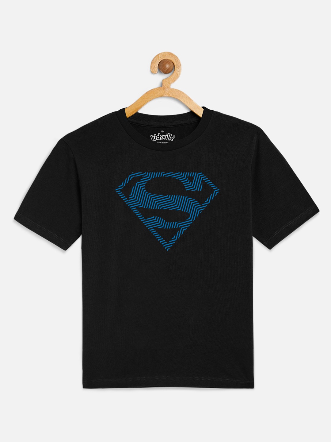 

Kids Ville Boys Black Superman Printed Round Neck T-shirt