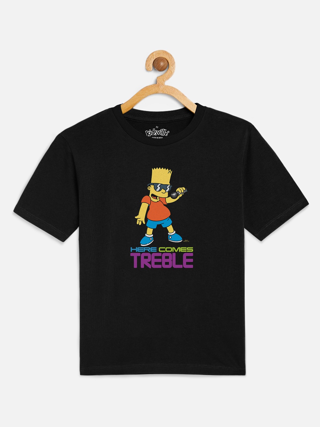 

Kids Ville Boys Black Simpsons Printed Round Neck T-shirt